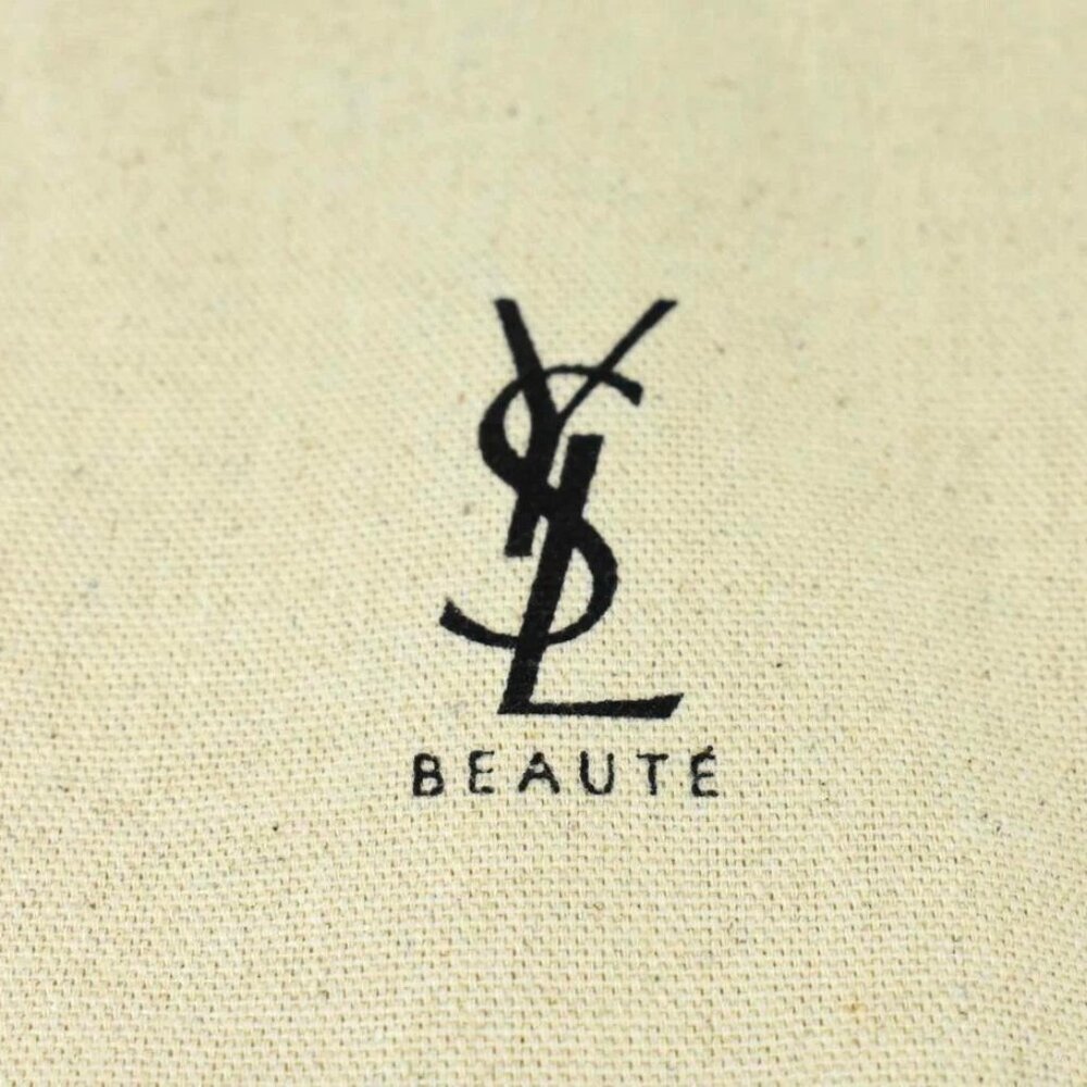 YSL Beige Cotton Drawstring Makeup Pouch Limited Edition Bag Yves Saint Laurent - Picture 5 of 7